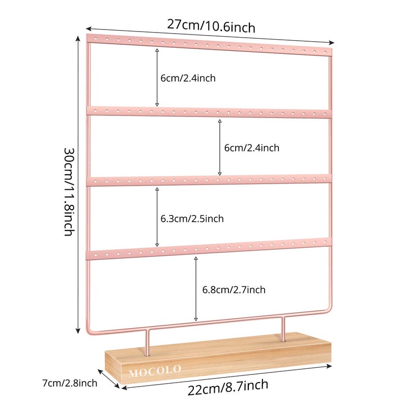 Mocolo Earring Holder Stand, Earring Organizer Display Holder Stand for Hanging Earrings(88 Holes & 4 Layers) - Image 3